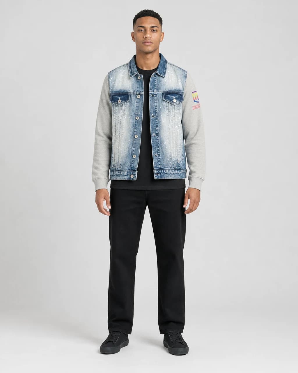 C.R.E.A.M Style Denim Jacket — Blue Splatter