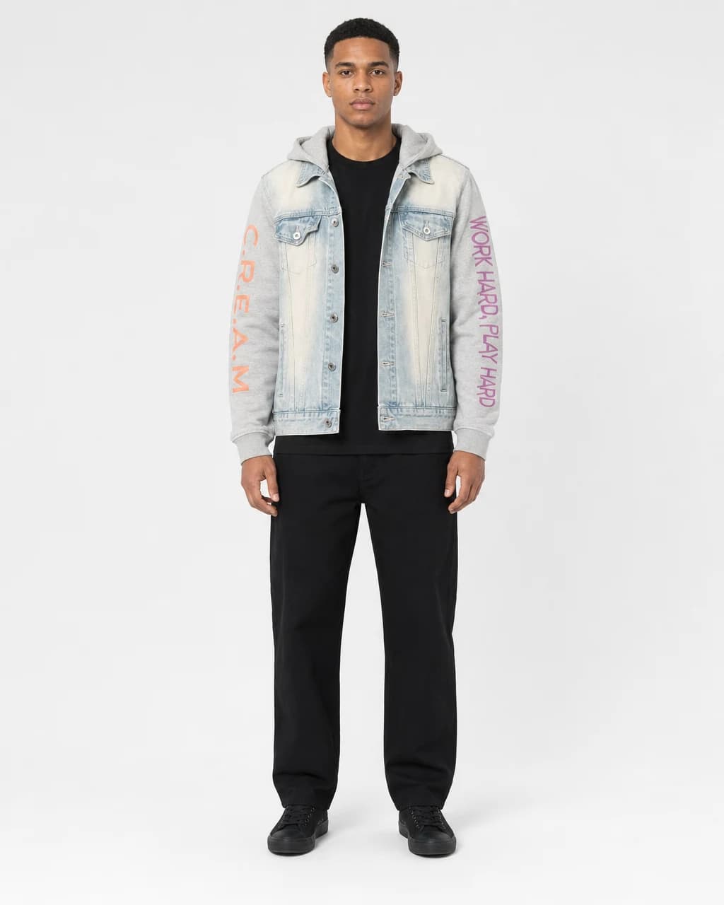 C.R.E.A.M Style Denim Jacket — Light Wash Hooded
